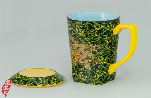 【鹿港窑】茶具浮雕-富贵金龙-盖杯(瓷器)-产品特色
